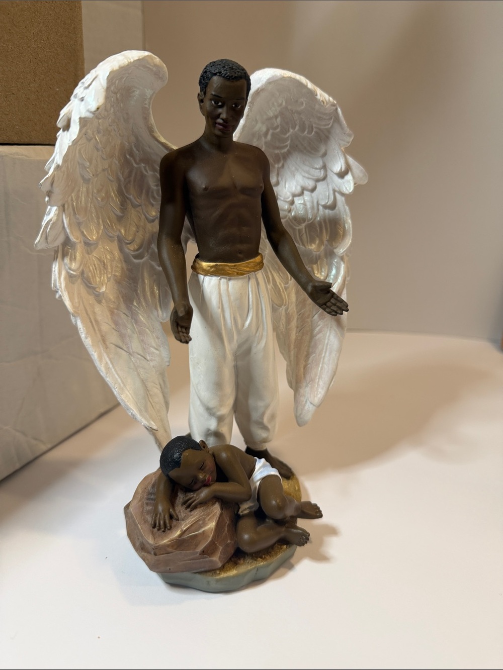 Black Guardian Angel Figurine Home Art - Unbranded missing left thumb